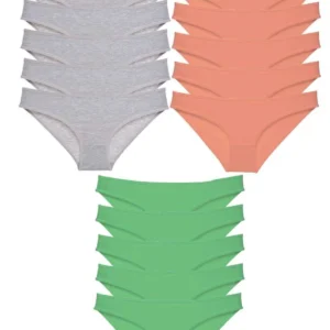 15 adet Süper Eko Set Likralı Kadın Slip Külot Gri Pudra Yeşil
