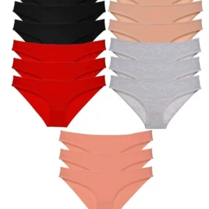 15 adet Süper Eko Set Likralı Kadın Slip Külot Siyah Kırmızı Ten Gri Pudra