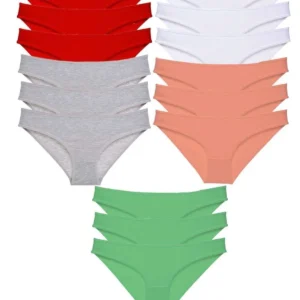 15 adet Süper Eko Set Likralı Kadın Slip Külot Kırmızı Gri Beyaz Pudra Yeşil