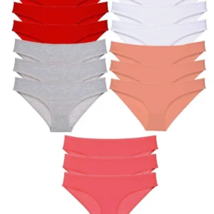 15 adet Süper Eko Set Likralı Kadın Slip Külot Kırmızı Gri Beyaz Pudra Fuşya