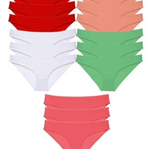 15 adet Süper Eko Set Likralı Kadın Slip Külot Kırmızı Beyaz Pudra Yeşil Fuşya