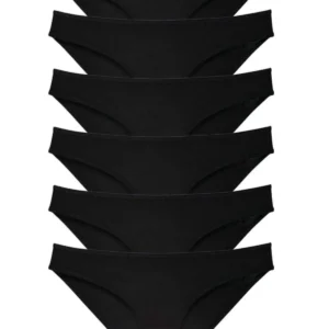 6 adet Süper Eko Set Likralı Kadın Slip Külot Siyah