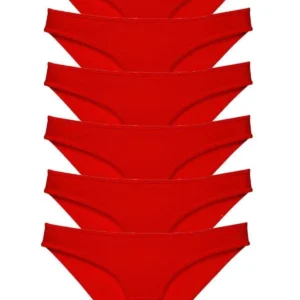 6 adet Süper Eko Set Likralı Kadın Slip Külot Kırmızı