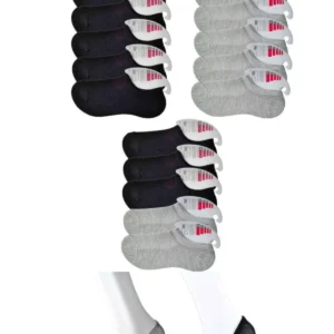 Siyah ve Gri Kadın Görünmez Çorap 15 çift