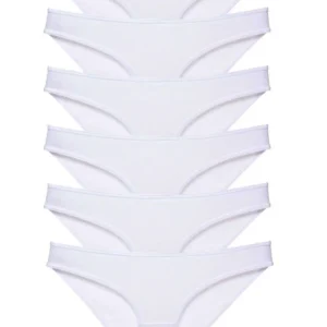 6 adet Süper Eko Set Likralı Kadın Slip Külot Beyaz