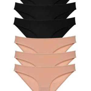 6 adet Süper Eko Set Likralı Kadın Slip Külot Siyah Ten