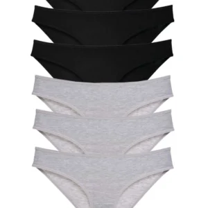 6 adet Süper Eko Set Likralı Kadın Slip Külot Siyah Gri