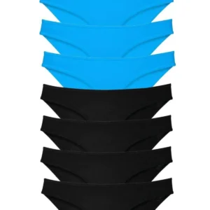 8 adet Süper Eko Set Likralı Kadın Slip Külot Siyah ve Mavi