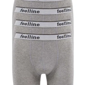 4 adet Feelline Gri Pamuklu Doğal Likralı Erkek Boxer