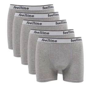 5 adet Feelline Gri Pamuklu Doğal Likralı Erkek Boxer