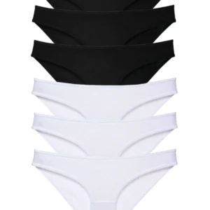 6 adet Eko Set Likralı Kadın Slip Külot Siyah Beyaz