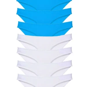 8 adet Süper Eko Set Likralı Kadın Slip Külot Beyaz ve Mavi