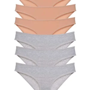 6 adet Süper Eko Set Likralı Kadın Slip Külot Ten Gri