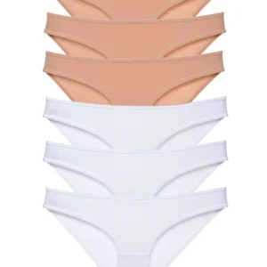 6 adet Süper Eko Set Likralı Kadın Slip Külot Ten Beyaz