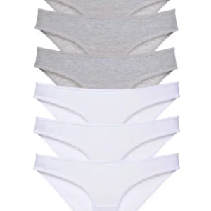 6 adet Süper Eko Set Likralı Kadın Slip Külot Gri Beyaz