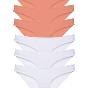 6 adet Eko Set Likralı Kadın Slip Külot Pudra Beyaz