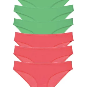 6 adet Eko Set Likralı Kadın Slip Külot Yeşil Fuşya