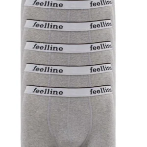 6 adet Feelline Gri Pamuklu Doğal Likralı Erkek Boxer