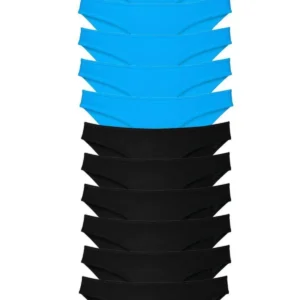 12 adet Eko Set Likralı Kadın Slip Külot Siyah Mavi