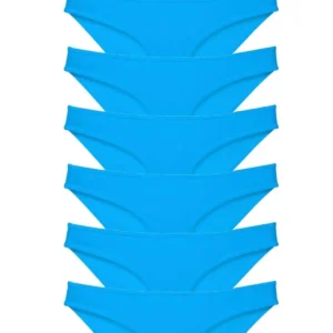 7 adet Süper Eko Set Likralı Kadın Slip Külot Mavi
