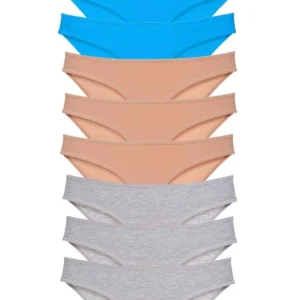 9 adet Süper Eko Set Likralı Kadın Slip Külot Ten Gri Mavi