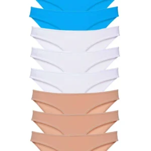 9 adet Süper Eko Set Likralı Kadın Slip Külot Ten Beyaz Mavi