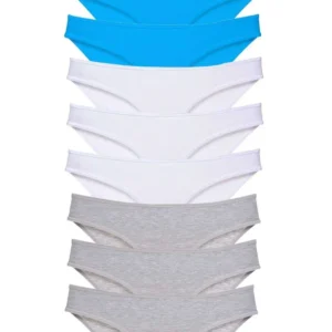 9 adet Süper Eko Set Likralı Kadın Slip Külot Gri Beyaz Mavi