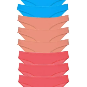 9 adet Süper Eko Set Likralı Kadın Slip Külot Pudra Fuşya Mavi