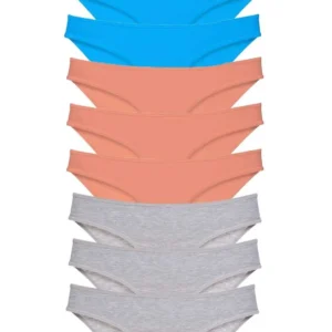 9 adet Süper Eko Set Likralı Kadın Slip Külot Pudra Gri Mavi