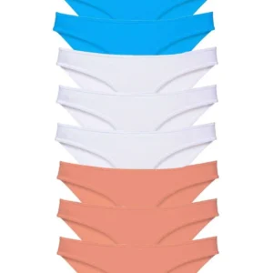 9 adet Süper Eko Set Likralı Kadın Slip Külot Pudra Beyaz Mavi