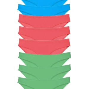 9 adet Süper Eko Set Likralı Kadın Slip Külot Yeşil Fuşya Mavi