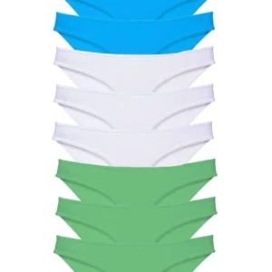 9 adet Süper Eko Set Likralı Kadın Slip Külot Yeşil Beyaz Mavi