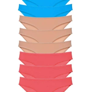 9 adet Süper Eko Set Likralı Kadın Slip Külot Fuşya Ten Mavi