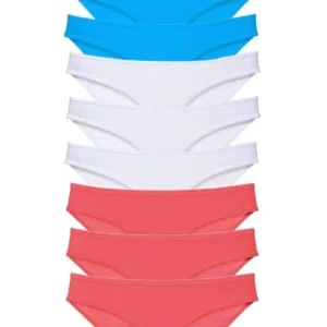 9 adet Süper Eko Set Likralı Kadın Slip Külot Fuşya Beyaz Mavi