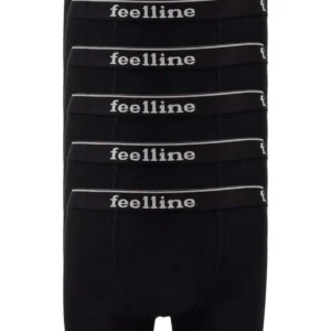 6 adet Feelline Siyah Pamuklu Doğal Likralı Erkek Boxer