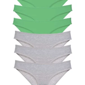 6 adet Süper Eko Set Likralı Kadın Slip Külot Yeşil Gri