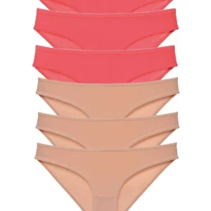 6 adet Süper Eko Set Likralı Kadın Slip Külot Fuşya Ten