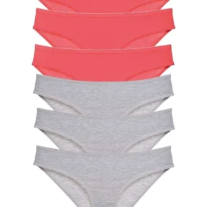 6 adet Süper Eko Set Likralı Kadın Slip Külot Fuşya Gri