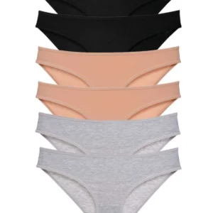 6 adet Süper Eko Set Likralı Kadın Slip Külot Siyah Ten Gri