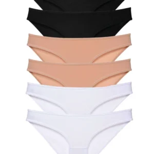 6 adet Süper Eko Set Likralı Kadın Slip Külot Siyah Ten Beyaz