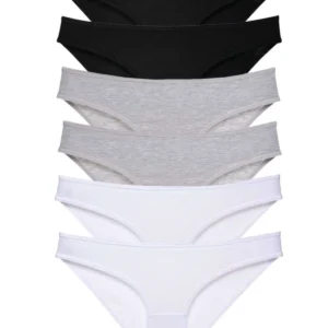 6 adet Süper Eko Set Likralı Kadın Slip Külot Siyah Gri Beyaz