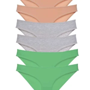 6 adet Süper Eko Set Likralı Kadın Slip Külot Ten Gri Yeşil