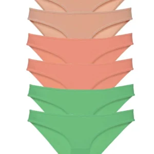 6 adet Süper Eko Set Likralı Kadın Slip Külot Ten Pudra Yeşil