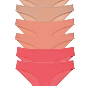 6 adet Süper Eko Set Likralı Kadın Slip Külot Ten Pudra Fuşya