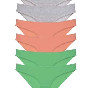 6 adet Süper Eko Set Likralı Kadın Slip Külot Gri Pudra Yeşil