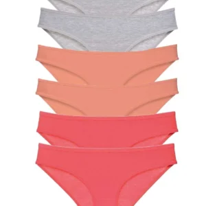 6 adet Süper Eko Set Likralı Kadın Slip Külot Gri Pudra Fuşya