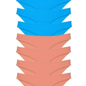 8 adet Süper Eko Set Likralı Kadın Slip Külot Pudra ve Mavi