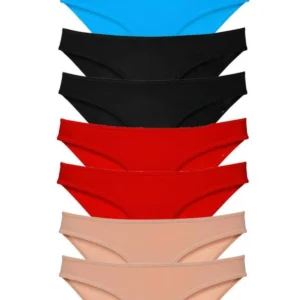 8 adet Süper Eko Set Likralı Kadın Slip Külot Siyah Kırmızı Ten Mavi