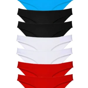 8 adet Süper Eko Set Likralı Kadın Slip Külot Siyah Kırmızı Beyaz Mavi