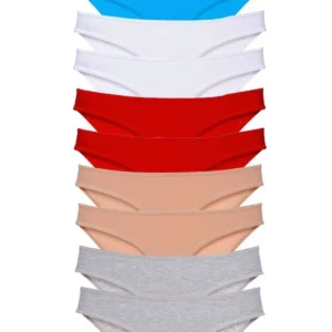 10 adet Süper Eko Set Likralı Kadın Slip Kırmızı Ten Gri Beyaz Mavi